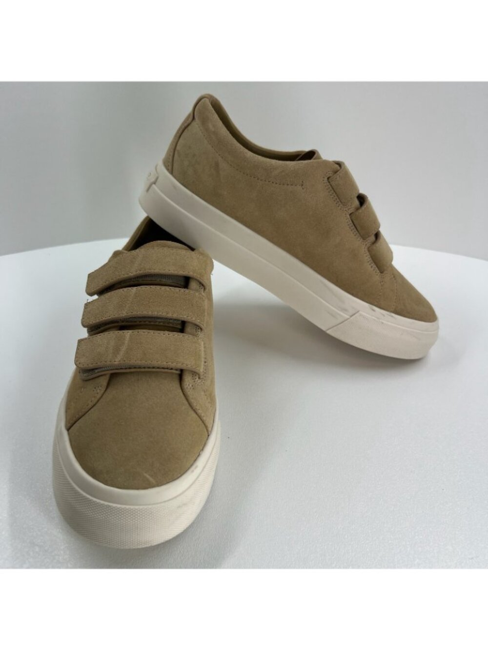 Vince Sunnyside Suede Platform Sneakers Women Size US 7 Multi Strap Sand Beige - Picture 4 of 12